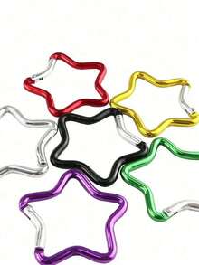 Aluminum Star-Shaped Carabiner, Creative Spring Clip Keychain, Outdoor Camping Hiking Accessory, Star Pendant, Jewelry, Decor, Travel Essential - Multicolor - View 7
