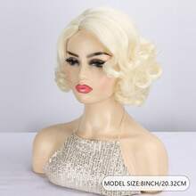 1920s Style Short Wig For Women, Finger Wave Natural Synthetic Hair Wig, Suitable For Role Play, Carnival Costumes, Flapper Girl Styles, Halloween And Other Occasions - Beige - View 2