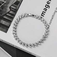 Chic Two - Tone Heart Bracelet Collection - Silver & Gold With Sparkling Crystals, Versatile For Layering & Solo Wear, Ideal For Gifts & Personal Style