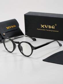 XVBQ Gafas transparentes para hombres XVBQ, con marco de TR, lentes de ABS, redondas, de estilo casual, minimalista, retro y de moda. Montura decorativa de gafas apta para hombres y mujeres, para uso en exteriores, viajes, fotografía callejera, deportes y gafas ópticas.