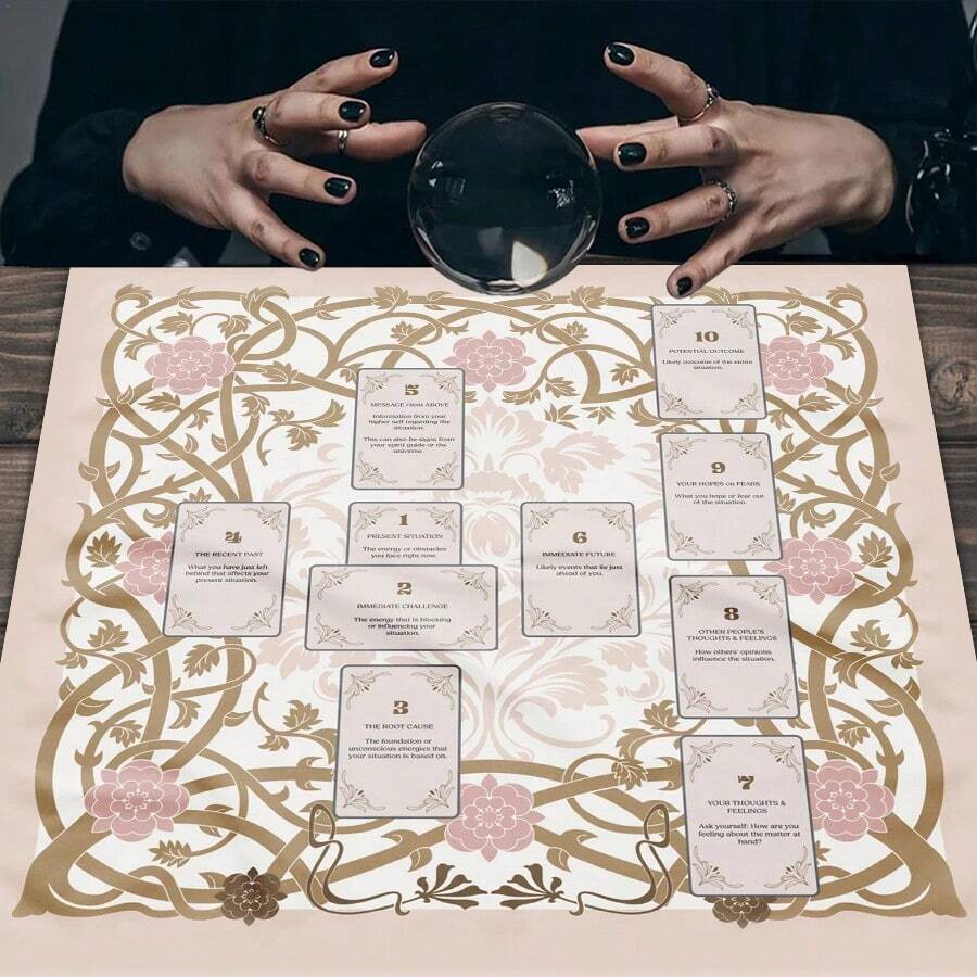 Enchanting Tree Of Life And Mystic Crystal Designs Tarots Tablecloth Flowers And Moon Phase Altar Cloth Board Game Fortune Vintage Astrology Oracle Card Pad Game Home Decor