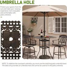 Outdoor Bar Table Cast Aluminum Patio Bar Table With Umbrella Hole 42" Height Square Bistro Table Tall Dining Table - 銅色 - 查看 5