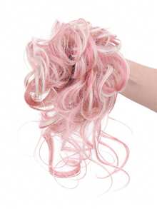 Synthetic Messy Chignon Fake Hair Circle Hair Bun Extensions Scrunchy Black Wig Curly Hair With Tail For Women Girl Hairpieces, Hair Accessories