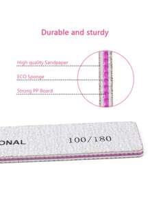 5pcs Professional Rectangular Nail File, Double-Sided Nail Buffer Block, Durable Manicure Tool, 100/180 Grit