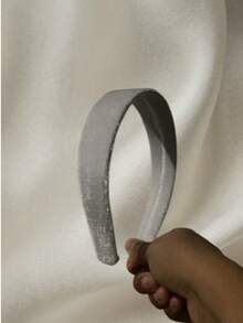 Elegant French Headband With Wide Velvet Edge - White - View 2