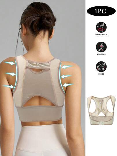 1 Dây đeo áo ngực thể thao di động 3 hàng 2 khóa, Dây đeo chỉnh tư thế vai mở khóa phía trước, Dây đeo áo ngực thể thao điều chỉnh tư thế lưng, Thích hợp cho Yoga, Pilates, Cải thiện tư thế, Mặc hàng ngày và Hoạt động ngoài trời