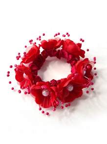 1件装女士春夏新款纯色仿布花朵发圈，适合海滩、夏威夷度假、日常佩戴、丸子头造型、节日、派对、送礼、秋季穿搭，发绳马尾辫头饰 - 彩色 - 查看 19