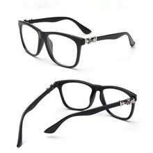 1pc, Elegant Oversized Square Frame Clear Lens Glasses - Stylish Minimalist Fashion Eyewear For Computer Use -  Design For Women And Men With Clear Vision, Photo Prop Accessories - 黑色 - 查看 9