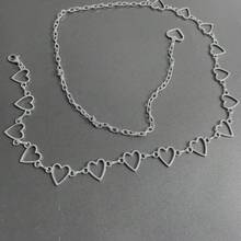 极简镂空金属心形腰链，嘻哈风格腰带