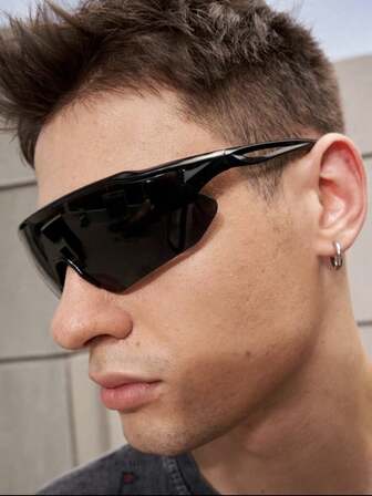 1 st svarta heltäckande sportcykelglasögon, ihåliga skalmdesign, andningsbara bågar, avslappnad streetwear boho punk festdekor, lämplig för sommar, alla årstider, semester, pendling