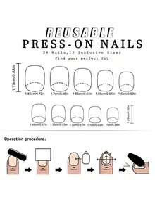 24-Piece Short Square Press-On Nail Set In Pink With Strobe, Full Cover Solid Color Nails, Glue & Filing Stick Included Women And Girls,3D Nails, Colored Nails, Detachable Wearable Nails, Suitable Wearing At Festivals, Events, And Parties. Nail Supplies Nails - 彩色 - 查看 5