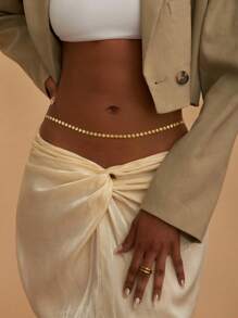 Gold Waist Chain For Women, Sexy Layered Belly Waist Chain Waterproof Beads Chain Summer Non Tarnish Body Chain Jewelry Gifts For Women
