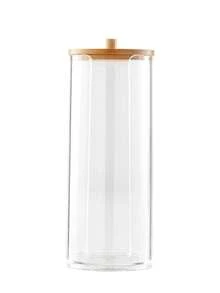 Bamboo Lid Transparent Plastic Storage Box, Desktop Makeup Organizer Box With Dual-Hole Round Design, Transparent Cosmetic Storage Box With Dual-Compartment Design - Modern Vanity Storage Box With Lid, Bathroom Sink Organizer, Suitable For Makeup Brushes, Lipsticks, Beauty Tools - Multicolor - View 8