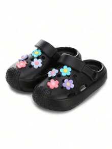 New Baby Flower Decor Cute Slip-On Comfortable EVA Two-Way Wear Children Hole Shoes Beach Sandals