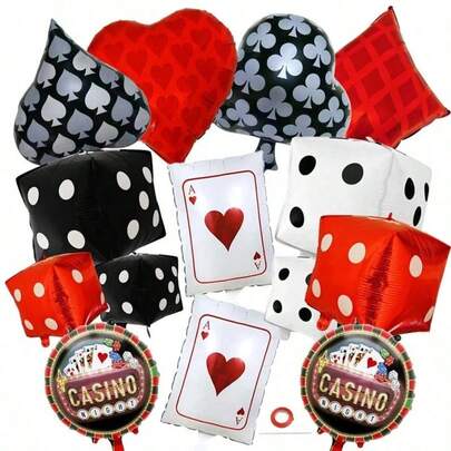 Casino Würfel & Spielkarten Luftballons Dekorationen, Casino Themen Geburtstags Party Dekorationen, Poker Party Dekorationen, Casino Nacht Las Vegas Themen Party Dekorationen