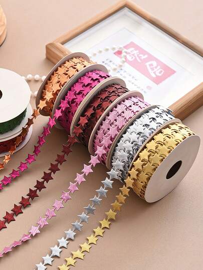 星形丝带，优雅圣诞丝带，适合DIY礼物、鲜花包装和装饰，节日装饰丝带，可用于手工制作、礼品包装、情人节装饰、时尚丝带、珠宝礼盒包装丝带、日常装饰，适合情人节，非常适合DIY项目、派对装饰和家居装饰，适用于婚礼、生日、节日、派对、家居、情人节、母亲节、DIY珠宝配件
