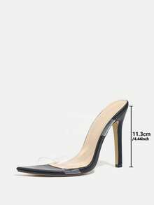 Jin Bei Qi Spring/Summer Women's Glass Strap Pointed Toe Stiletto High Heel Sandals, Minimalist Casual Solid Color Fashion Party Dress Transparent White High Heels - Black - View 9