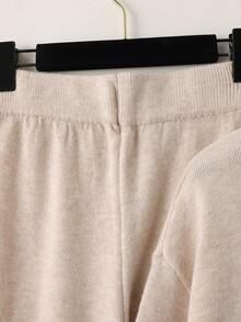 2 piezas Conjunto de suéter de unicolor para mujer, para uso diario, otoño/invierno