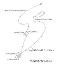 1件经典字母哈姆萨之手吊坠项链，不锈钢珠链，女士 - 銀色 - 查看 2