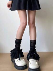 1pair Hot Girl Y2K Mesh Thin Multi-Layer Lace Women's Leg Cover, Lolita, JK Matching, Sweet And Versatile