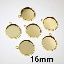10pcs 8-30mm Inner Size Single Loop Stainless Steel Gold Color Pendant Cabochons Blank Base Tray DIY Jewelry Making Accessories Findings - Single Hanging - View 14
