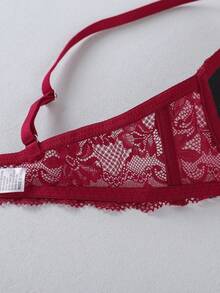 1 Set Lace Sexy Push-Up Bra, Anti-Sagging - Red - View 5