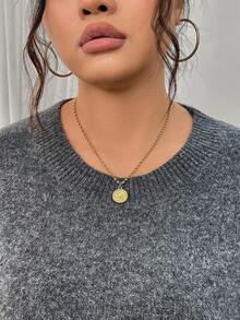 Women's Solid Color Round Neck Drop Shoulder Long Sleeve Maxi Casual Sweater Dress, Suitable For Daily Wear, Autumn/Winter