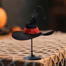 Women Halloween Gothic Witch Hats Ruched Personality Pointed Cap Cosplay Wizard Caps - Red - View 5