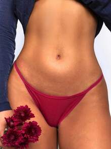 1件圣诞礼物 酒红色 女士低腰性感内衣 舒适性感内裤 女士提臀紧身腰带三角裤