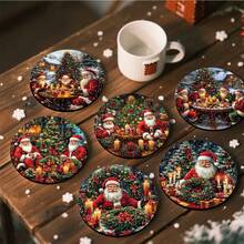1 set/4 pièces/6 pièces/300 pièces Dessous de verre en boue de diatomées avec motif Père Noël et cadeaux, dessous de verre à café, décorations multioccasions pour la maison et le restaurant, cadeaux quotidiens, décorations de table, décorations quotidiennes, décorations de fête à thème