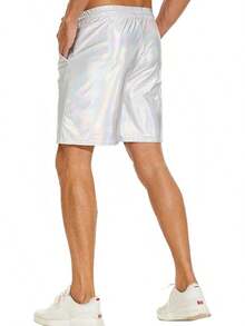 Men's Metallic Shorts Shiny Rave Shiny Sparkly Shorts With Pockets - Bạc A - Xem 9