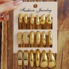 9 Pairs Gold Resin Lightweight Earrings For Women – Featuring Retro-Inspired Small Hoops, Waterdrop, Geometric Accents, And Cute Bear Motifs – Multi-Style Jewelry In Minimalist, Sweet, Vintage & Playful Aesthetics – Perfect For Daily Wear, Fall School Looks, Holiday Gifting, Winter Outings, Travel, Cozy Weekends, And Christmas Or New Year Accessories For Girlfriend, Mom, Daughter, Or Best Friend