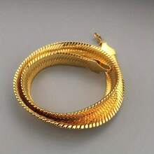 Hip-Hop Men's Gold-Plated Stainless Steel Herringbone Chain Necklace - Bold Chunky 9mm Flat Cuban Link Punk Hypoallergenic Jewelry Perfect For Women & Men Formal & Casual Wear - 彩色 - 查看 3