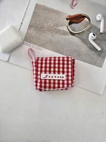 1Pc Cute & Fresh Lace Earphone Case, Compatible With Apple Earphones Protection Cover, Soft Case For Wireless Bluetooth Earbuds, Purse Grid Pattern Floral Earphone Bag,Christmas Gifts, Wedding Gifts