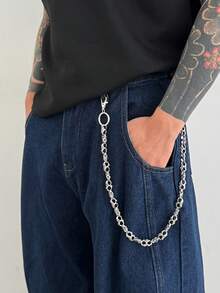 1pc Punk Style Skull Metal Pant Chain, Diagonal Cross Chain For Street, Halloween Costume Decoration, Suitable For Summer, Autumn, Winter, Campus, Halloween, Suitable For Teenagers, Youth, Men, Casual, Outdoor, Sports, Vacation, Graduation Gift, Birthday, Daily Wear