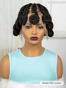 Elegant Full Lace Bantu Knot Women's Braided Wig - High Density, Heat-Resistant Synthetic Hair, Party-Vacation First