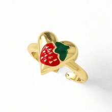 Nhẫn hở dành cho nữ Fruit Series, Nhẫn anh đào, Nhẫn dâu tây, Nhẫn thiết kế hở - Vàng - Xem 8