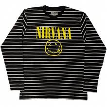 Nirvana | Official Sweatshirt | Yellow Happy Face Striped - 48-Hour Fast Shipping! - Black - View 1