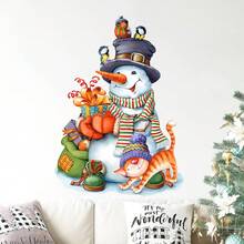 Cartoon Weihnachtsmann Wandaufkleber, geeignet für Weihnachtstür Aufkleber, Schlafzimmer, Wohnzimmer, Arbeitszimmer, Weihnachtsbaum Dekorationsaufkleber, selbstklebende Wandaufkleber, Feste, Partys, Atmosphäre, Dekoration