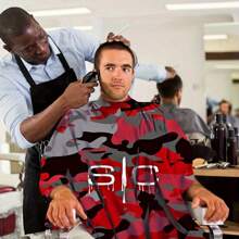 SIC Hairdressing Apron - Large Adjustable Camouflage Design Hairdressing Apron, Suitable For Salon And Home, Durable Polyester, With Elastic Waistband, Unisex Fashion Hairdressing Outfit, Hairdressing Accessory, Stylish Hairdressing Equipment, Safety Fit Apron - Black - View 8