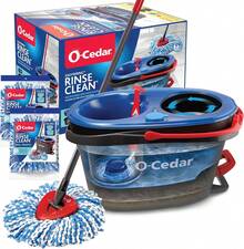 O-Cedar RinseClean Spin Mop & Bucket System |   Clean With Water |   Removes 99% Of Bacteria Plastic - Rinseclean旋轉拖把和水桶 + 2個額外替換裝 - 查看 12