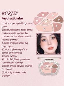 COLORROSE 7-Color Western Retro Eyeshadow Palette, Matte & Shimmer Eyeshadows, High Pigmentation, Long-Lasting, Smooth Texture, With Mirror, Multi-Function Makeup Palette Including Highlighter & Blush - CR758 - 查看 3