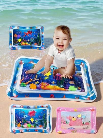 1PC Baby Inflatable Supine Time Advanced Water Pad Activity Fixed Center Toy, Promoting Baby's Movement And Sensory Development, Suitable As An Early Childhood Game Pad Crawling Pad, Inflatable Sensory Game Pad For Infants And Young Children, Preparing A Fun Halloween Christmas Birthday Gift For Infants And Young Children