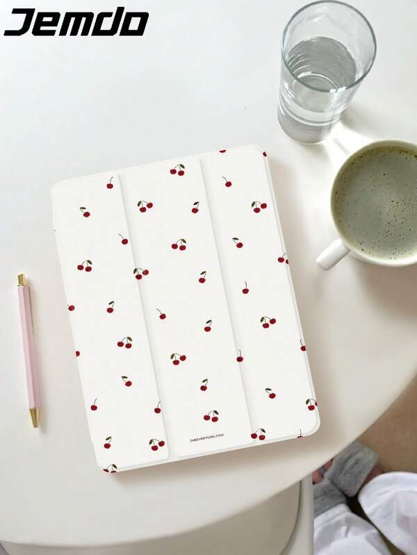 1 件简约樱桃圆点印花平板电脑保护壳，兼容 iPad 10.2、iPad Pro 2021/2020、iPad 9/10 代、Galaxy Tab A8 10.5 英寸 2022、Matepad 10.4 英寸/Tab，防摔，带铅笔槽，支持睡眠/唤醒