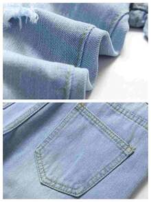 Tween Boys' Distressed Casual Jeans,Fashion Skinny  Classic High-Quality Denim Pants With Pockets For Party And Street Wear,Soft Comfortable Straight Leg Long Pants For Teens,Perfect For Outdoor,To 8-16 Year Old Size,Hip-Hop Skateboard Pants - 藍色 - 查看 4