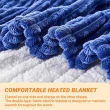 Electric Blanket Heated Throw, Soft Flannel Heating Blanket With 8 Hours Auto Off 10 Fast Heating Levels Machine Washable Sherpa Heated Blanket With Overheating Protection