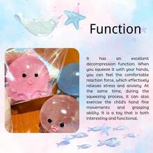 Crystal Glitter Octopus Taba Squishy Toy – Adorable Taba Stress Buster, Kawaii Desk Fidget Ball For Office & Gifting (Color May Slightly Differ.) - 章魚藍 - 查看 6