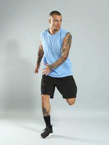 FITNATION MACHÃO Fitness Gym Tank Top For Men In DRYFIT Fabric That Dries Sweat Quickly - Light Blue - View 5