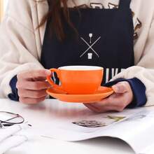 Ceramic Latte Art Cup And Saucer For Latte & Cappuccino, Mate For Coffee Shop And Barista (Matte Orange, 10.5 Oz),13476906 - trái cam - Xem 6