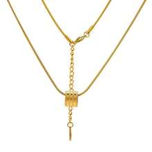 时尚简约不锈钢镀18K金串珠项链，女士不锈钢饰品，女士项链，不锈钢项链，女士魅力项链，适合女士日常佩戴 - 金黃色 - 查看 5